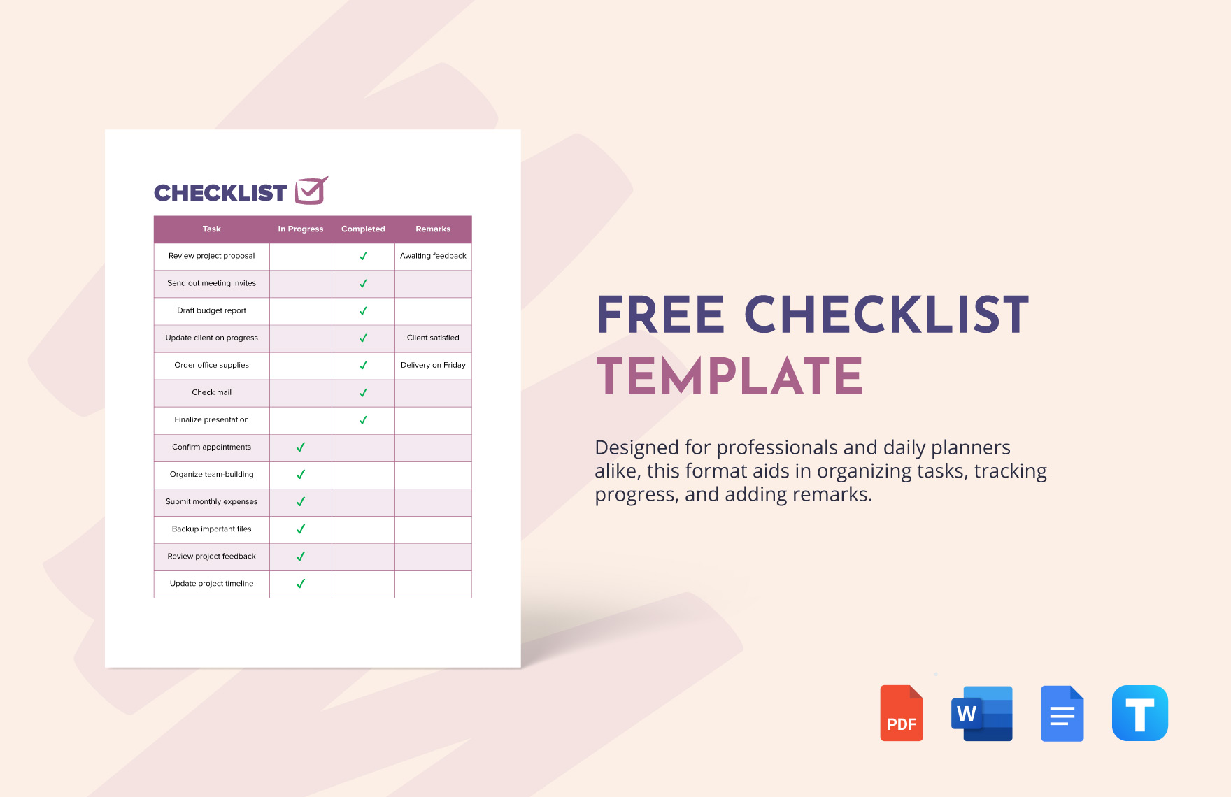 Checklist Template in PDF, Word, Google Docs - Download | Template.net